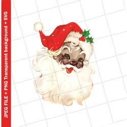 vintage digital clipart , red santa claus african american christmas vintage greeting card clip art graphic image sublim