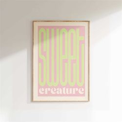 inspired music print, song lyrics print, music gift, sweet creature, unframed indie rock art, gig poster, valentine's g