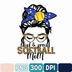 Softball Mom Blue Png, Loud And Proud Softball Mom, Leopard Softball Mama Sublimation Design Downloads