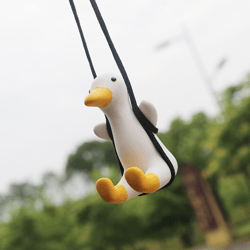Cute Anime Car Accessorie Swing Duck Pendant Auto Rearview Mirror Ornaments Birthday Gift Auto Decoraction Car