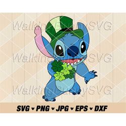 st patricks day stitch svg png, layered stitch clovers svg, lucky and blessed svg, stitch saint patricks day svg files f