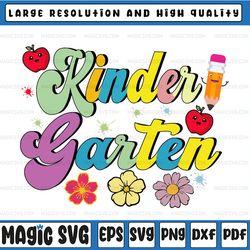 groovy kindergarten vibes png, retro back to school png, back to school png, first day of school shirt for girls png