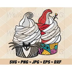 jack sally cupcake svg png, layered jack and sally svg, jack skellington svg, sally svg, the nightmare before christmas