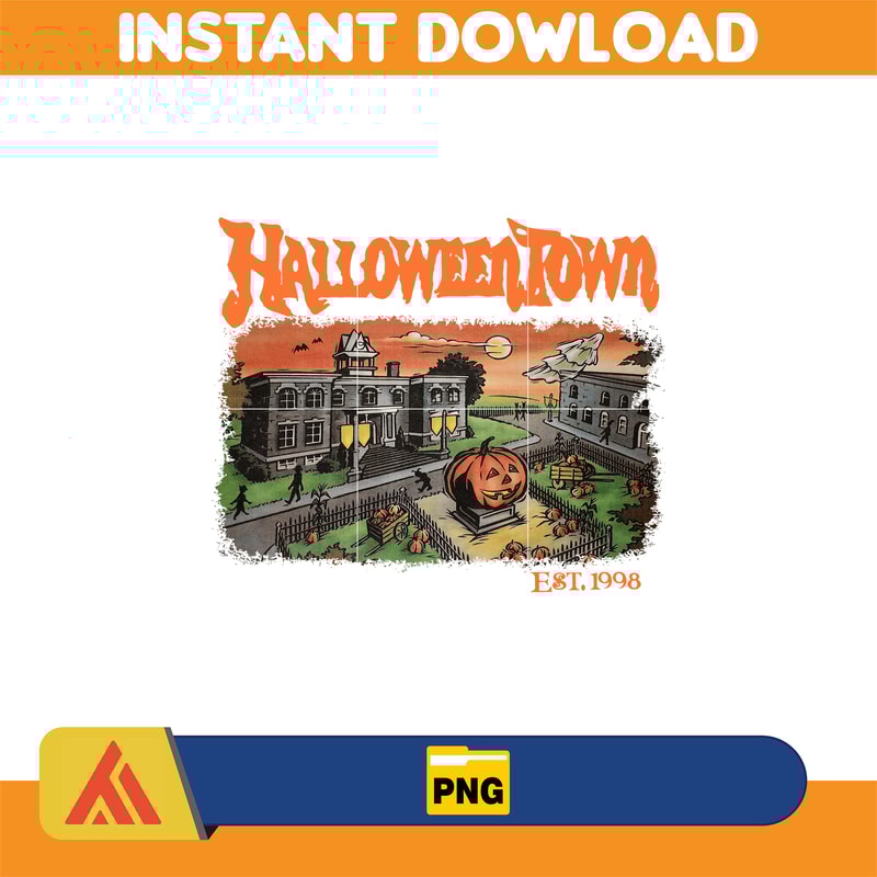 HalloweenTown Est 1998 Png, Halloweentown Png, Halloween Party Png, Pumpkin Png, Instant Download (3).jpg
