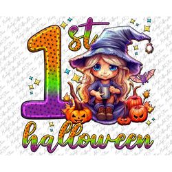 1st Halloween Png, Baby Halloween Png, Halloween Birthday Girl Png, Halloween Png, First Halloween Png, Sublimation Desi