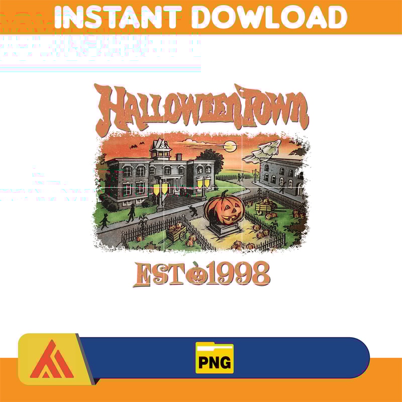 HalloweenTown Est 1998 Png, Halloweentown Png, Halloween Party Png, Pumpkin Png, Instant Download (4).jpg