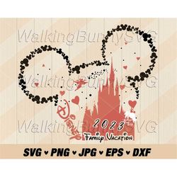 family vacation 2023 svg png, layered family trip 2023 svg, mouse vacation svg, mouse ears svg, mouse head png, svg file
