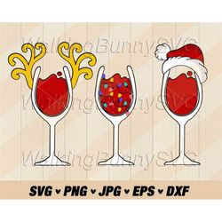 santa wine glass svg png, layered christmas wine glass svg, reindeer wine glass svg, wine glass christmas lights png, sv
