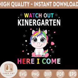 watch out kindergarten here i come png, unicorn girl, hello kindergarten, kindergarten, first day of school, back to