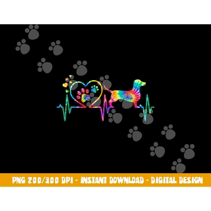 Dachshund Doxie Weenie Mom Dad Heartbeat Tie Dye Dog Gift png, sublimation copy.jpg