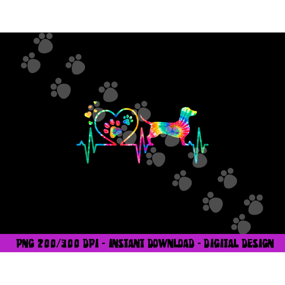 Dachshund Doxie Weenie Mom Dad Heartbeat Tie Dye Dog Gift png, sublimation copy.jpg