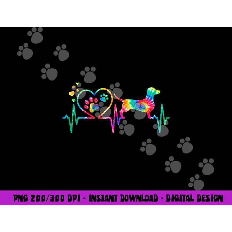 Dachshund Doxie Weenie Mom Dad Heartbeat Tie Dye Dog Gift png, sublimation copy.jpg