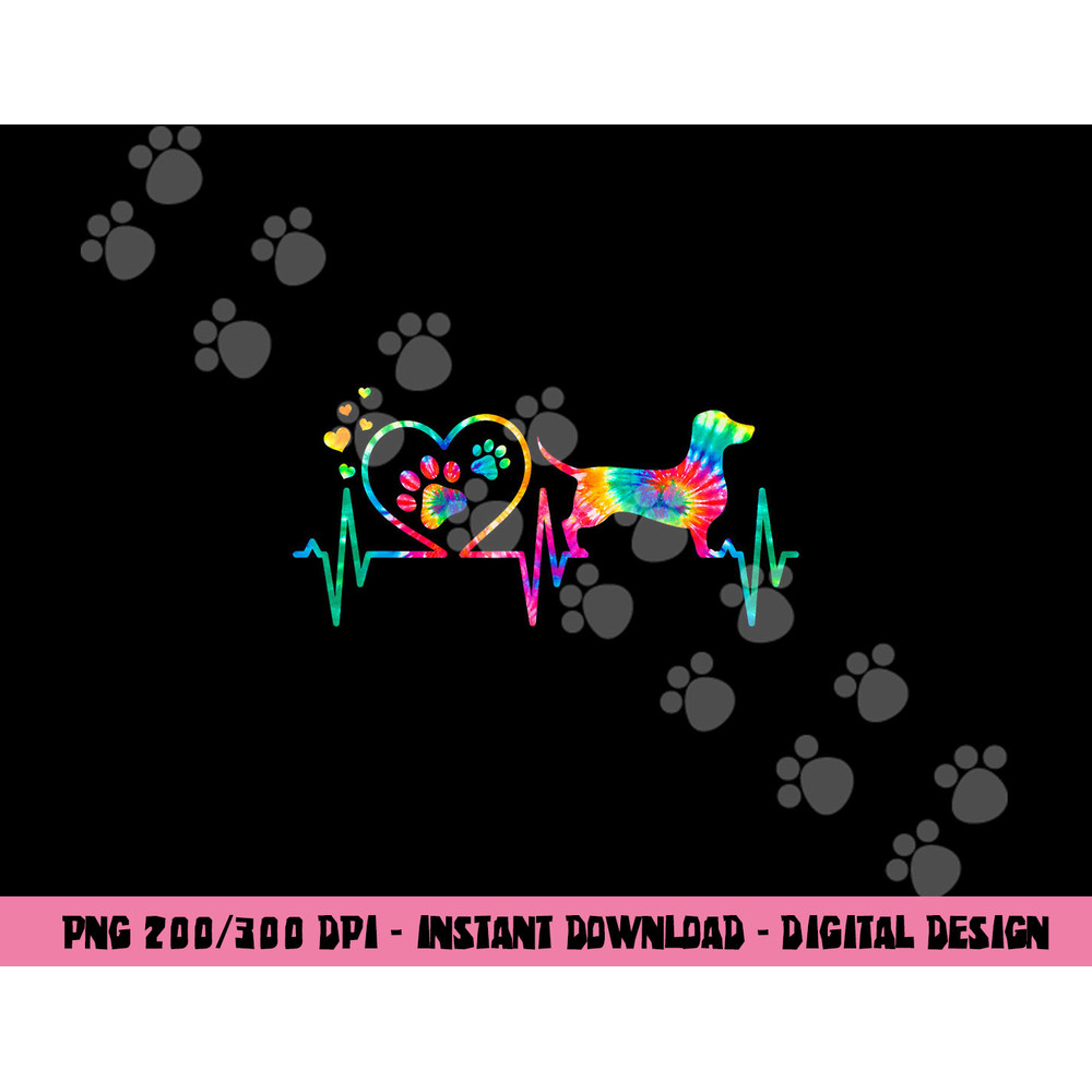Dachshund Doxie Weenie Mom Dad Heartbeat Tie Dye Dog Gift png, sublimation copy.jpg