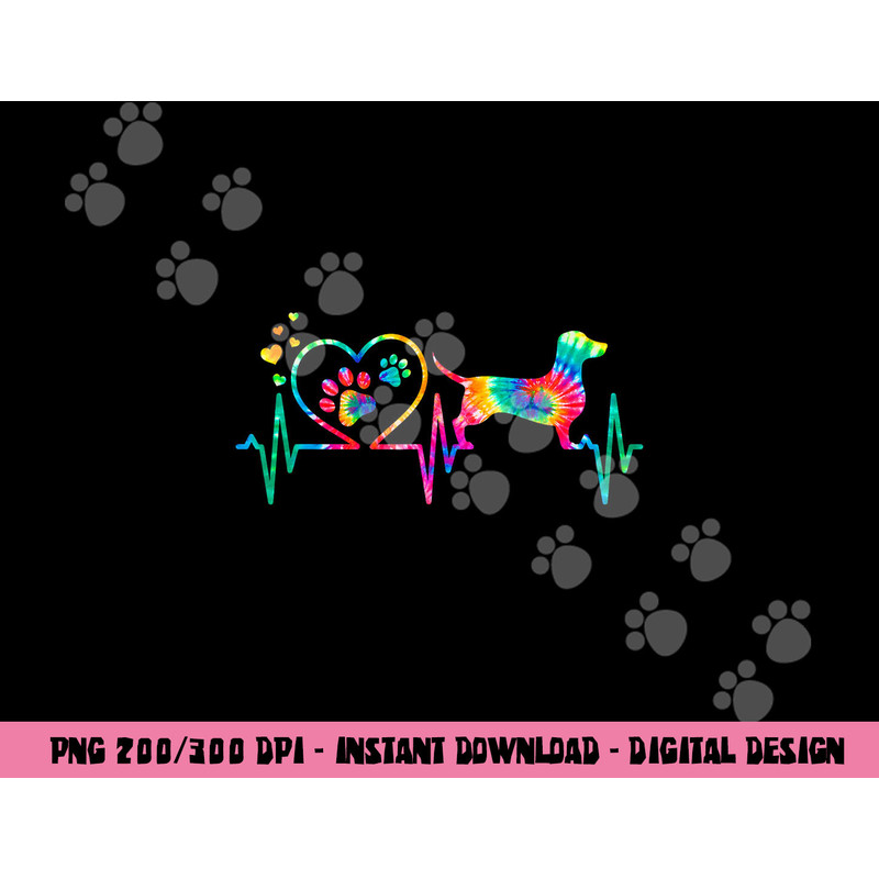 Dachshund Doxie Weenie Mom Dad Heartbeat Tie Dye Dog Gift png, sublimation copy.jpg