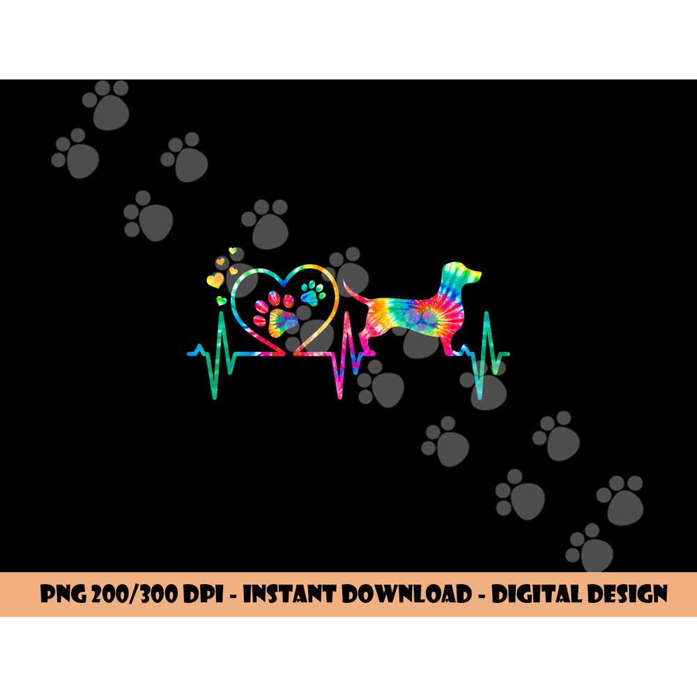 Dachshund Doxie Weenie Mom Dad Heartbeat Tie Dye Dog Gift png, sublimation copy.jpg
