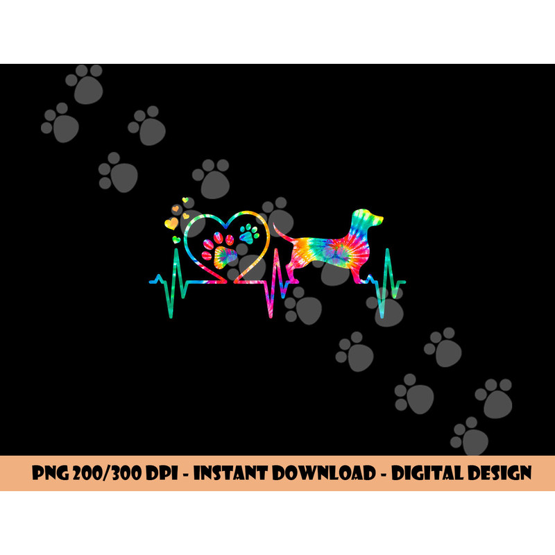 Dachshund Doxie Weenie Mom Dad Heartbeat Tie Dye Dog Gift png, sublimation copy.jpg