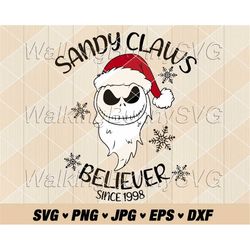 sandy claws believer svg png, layered sandy claws santa jack svg, jack skellington christmas svg, jack christmas png, sv