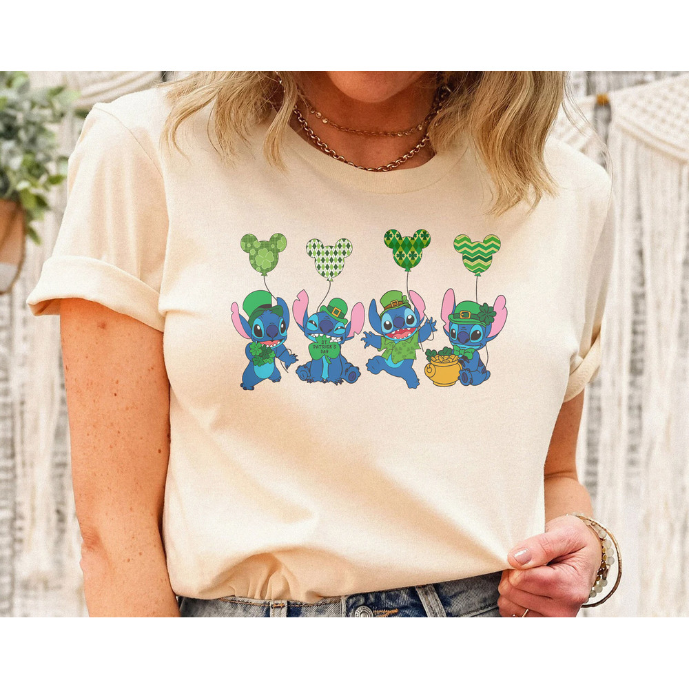 Vintage Stitch St Patricks Day Shirt, Stitch Lucky Shamrocks, Stitch With Balloons, Stitch Irish Green Shirt - 1.jpg