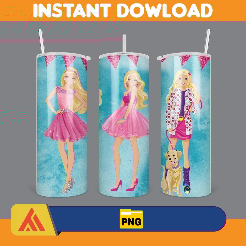 Barbie Tumbler Wrap, Come On Barbie Sublimation, Barbie Doll Tumbler Wrap, Lets Go Party Tumbler PNG, 20 oz Barbie Tumbler PNG (28).jpg