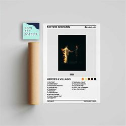 metro boomin - heroes & villains album cover poster | metro boomin poster print, wall art, music gifts, home decor, alb