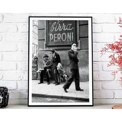 Men in a Street of Napoli, Italy Vintage Photo Poster - Art Deco, Canvas Print, Gift Idea, Print Buy 2 Get 1 Free
