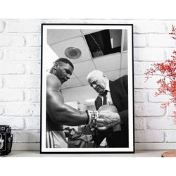 Mike Tyson and Cus D'Amato, Mike Tyson Vintage Photo Poster - Art Deco, Canvas Print, Gift Idea, Print Buy 2 Get 1 Free