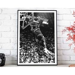 michael jordan dunk poster, michael jeffrey jordan vintage poster - art deco, canvas print, gift idea, print buy 2 get 1