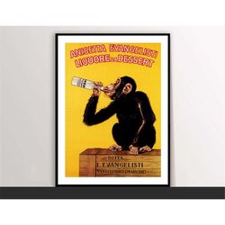 anisetta evangelisti, liquore da dessert vintage food&drink poster - beverage art, canvas print, art deco, gift idea, pr