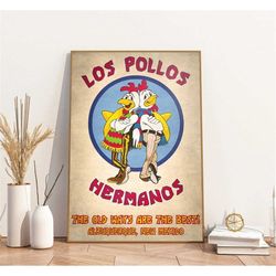 los pollos hermanos tv movie poster, breaking bad print wall art, gift idea for fans
