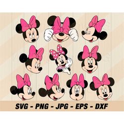 mouse head bow svg png, layered mouse head svg, cartoon mouse ears bow svg files for cricut, instant download