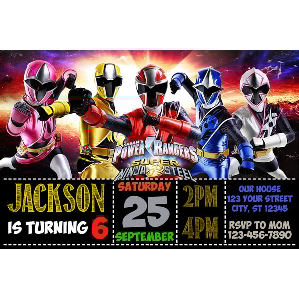 Power Rangers Invitation, Personalized invitation | Inspire Uplift