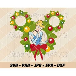 mouse ears wreath princess svg png, christmas princess wreath svg, mouse wreath png, svg files for cricut, instant downl