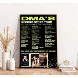 dma's record store tour 2023 poster, uk tour dates print, gift fans