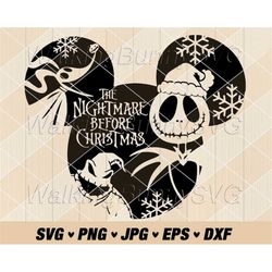 Mouse Ears The Nightmare Before Christmas Svg Png, Layered Mouse Ears Jack Svg, Mouse Ears Jack Skellington Svg Files Fo