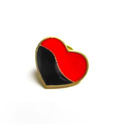 Handmade enamel brass pin ukrainian heart,red and black heart pin,ukraine flag colors pin,ukrainian gift,ukraine brooch