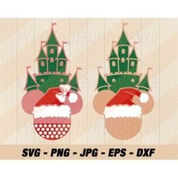 mouse ears castle christmas svg png, layered mouse ears christmas svg, cartoon mouse head christmas svg files for cricut