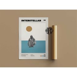 interstellar mid century modern poster | minimalist movie poster | mid century modern retro vintage art print | wall art