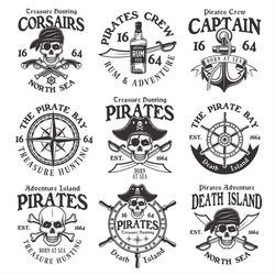 Corsairs Logo Bundle, Born At Sea, The Pirate Republic of Atlantic Ocean Cut File SVG  PNG  GiF  Ai  JPEG  EpS Cricut De