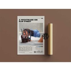 a nightmare on elm street retro vintage poster | minimalist movie poster | retro vintage art print | wall art | home dec