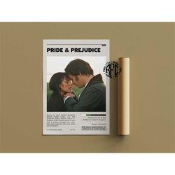 pride and prejudice retro movie poster print | minimalist movie poster | retro vintage art print | wall art | home decor