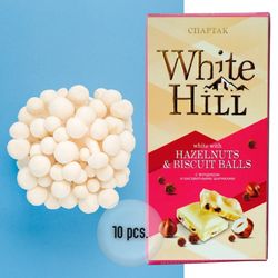 "SPARTAK" White chocolate with hazelnuts and sponge balls. 10 pieces 31.75 oz.