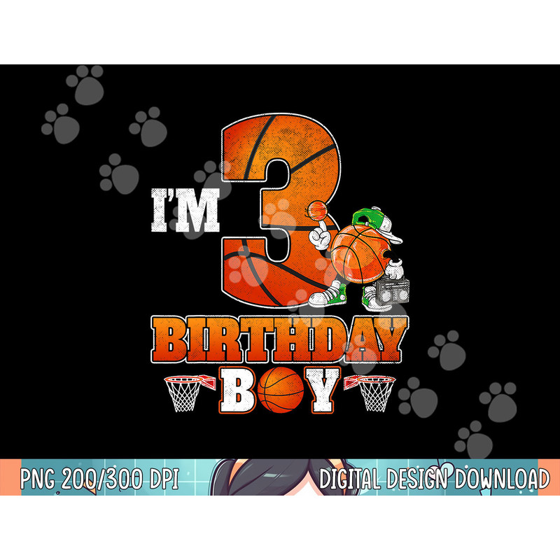 I'm 3rd Birthday Boy Basketball 3 Year Old Theme Player Bday T-Shirt.jpg