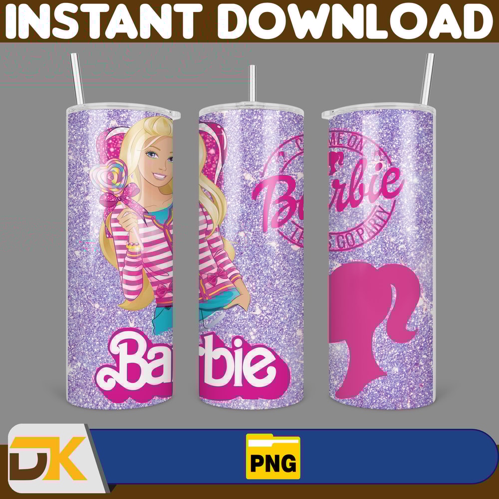 Barbie Tumbler Wrap, Come On Barbie Sublimation, Barbie Doll Tumbler Wrap, Lets Go Party Tumbler PNG, 20 oz Barbie Tumbler PNG (1).jpg