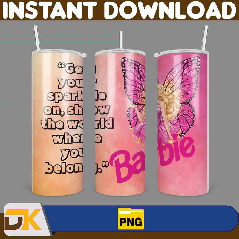Barbie Tumbler Wrap, Come On Barbie Sublimation, Barbie Doll Tumbler Wrap, Lets Go Party Tumbler PNG, 20 oz Barbie Tumbler PNG (13).jpg