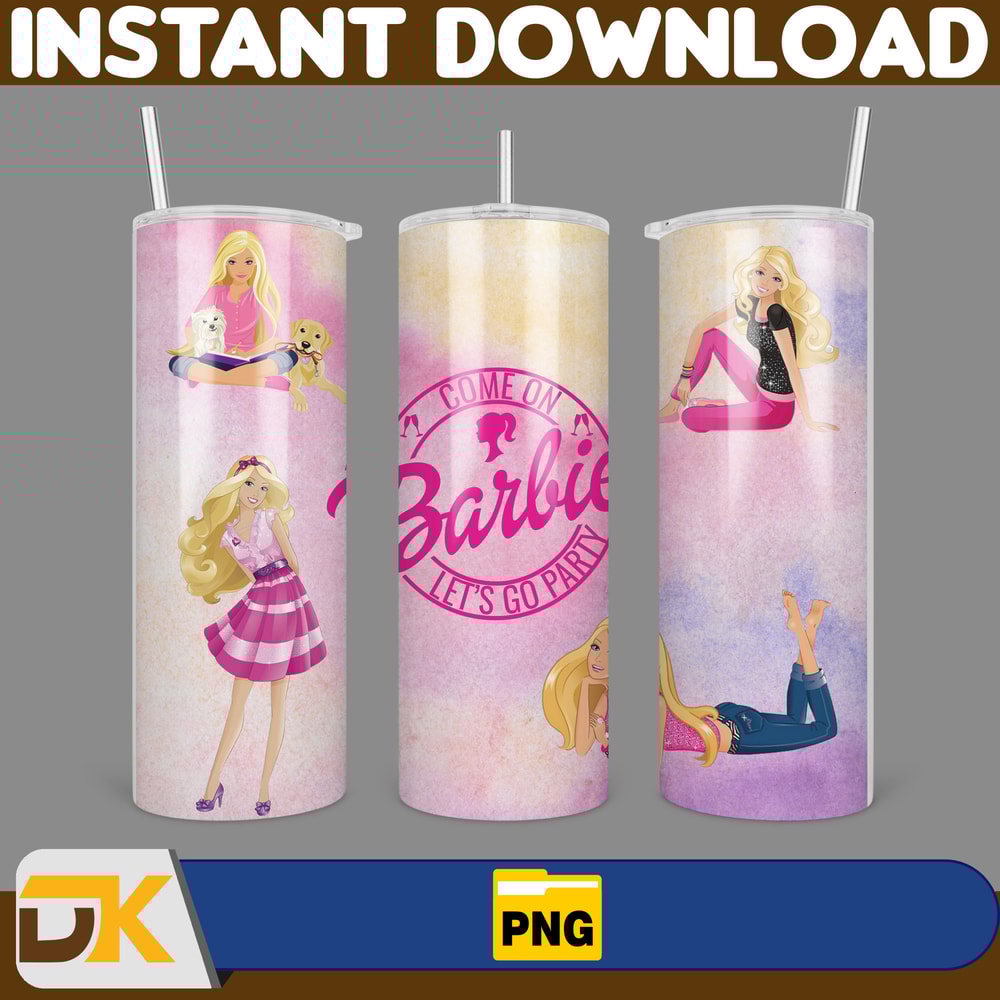 Barbie Tumbler Wrap, Come On Barbie Sublimation, Barbie Doll Tumbler Wrap, Lets Go Party Tumbler PNG, 20 oz Barbie Tumbler PNG (16).jpg
