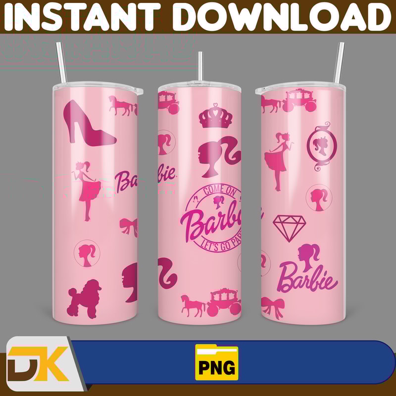 Barbie Tumbler Wrap, Come On Barbie Sublimation, Barbie Doll Tumbler Wrap, Lets Go Party Tumbler PNG, 20 oz Barbie Tumbler PNG (2).jpg