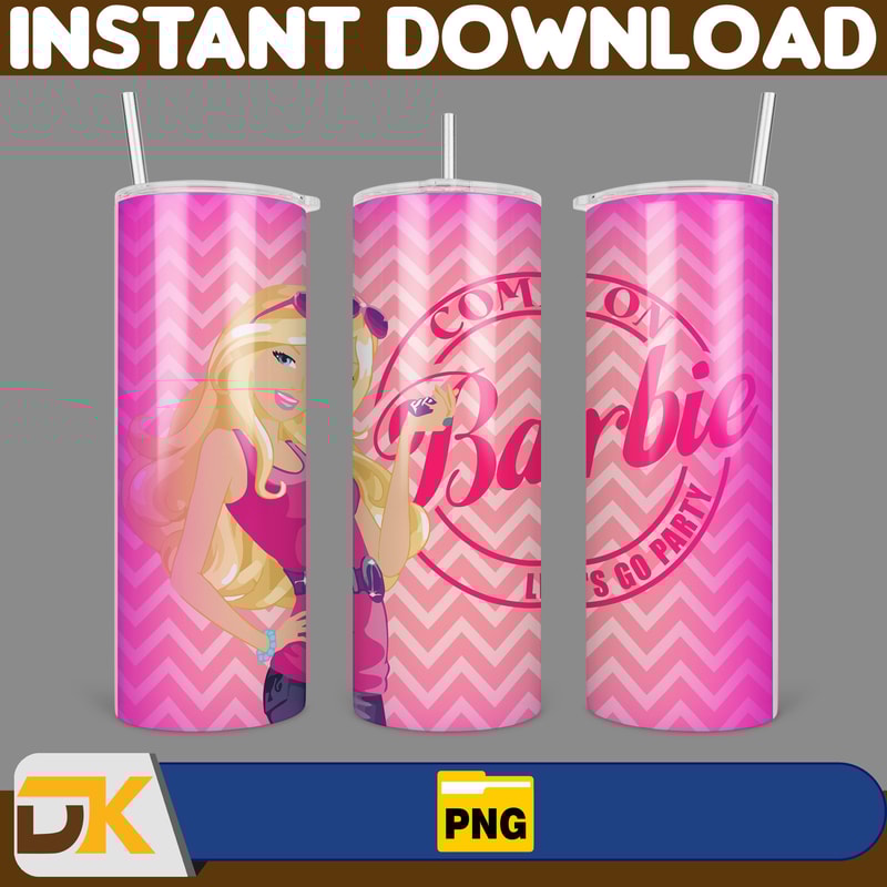 Barbie Tumbler Wrap, Come On Barbie Sublimation, Barbie Doll Tumbler Wrap, Lets Go Party Tumbler PNG, 20 oz Barbie Tumbler PNG (48).jpg