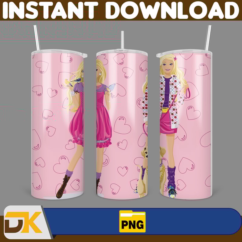 Barbie Tumbler Wrap, Come On Barbie Sublimation, Barbie Doll Tumbler Wrap, Lets Go Party Tumbler PNG, 20 oz Barbie Tumbler PNG (52).jpg