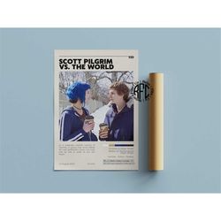 scott pilgrim vs the world retro movie poster print | minimalist movie poster | retro vintage art print | wall art | hom