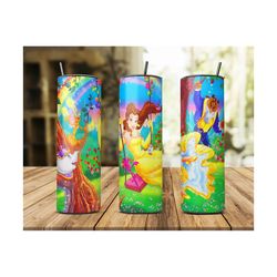 princess disney 20oz skinny tumbler wrap png, disney png, princess tumbler png, princess png, beauty and the beast carto